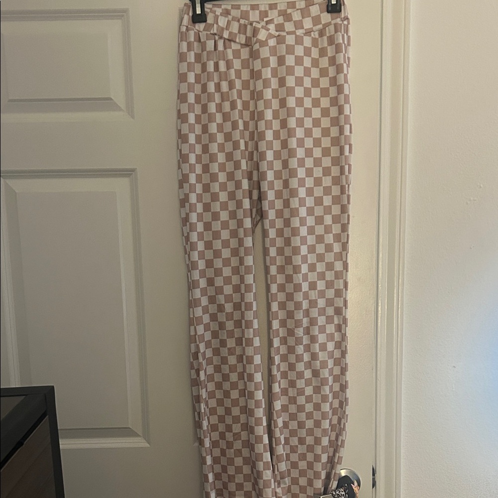 Checkered Beige and White Pants